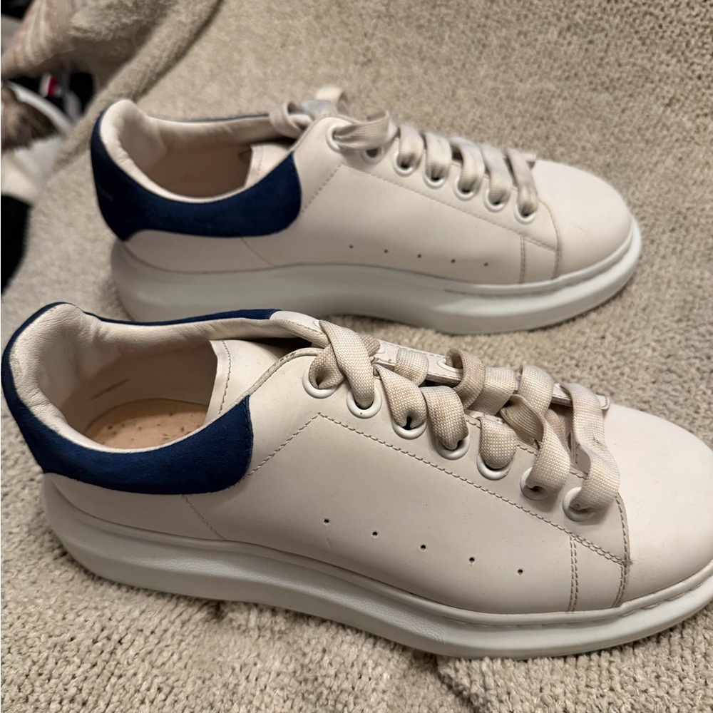 Alexander McQueen Oversized Sneakers White Blue Heel EU 39.5 / US woman 9